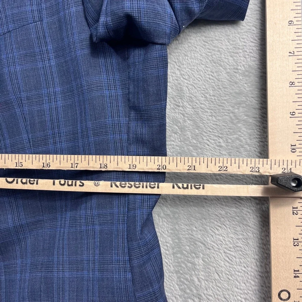 Banana Republic Slim Fit Suit 44R 35x30 Blue Plaid Marlane Italian Wool Mens